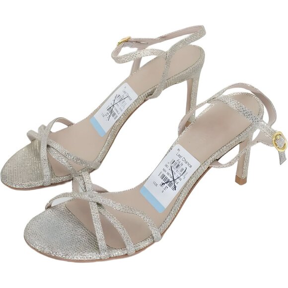 Stuart Weitzman Womens Starla Gold Stilettos Sandals Size 8 - Picture 2 of 6